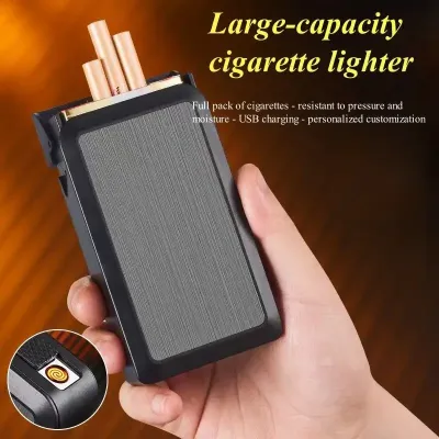 Luxurious 20-Pack Portable Charging Cigarette Case with USB Lighter